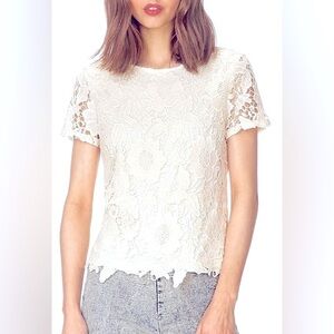 Japna White Crochet Lace Top – Size Small